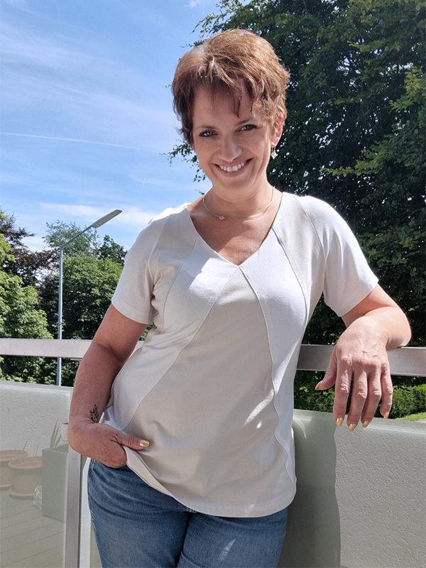 Xana 40 Petite Shirt Weiß Beige 1