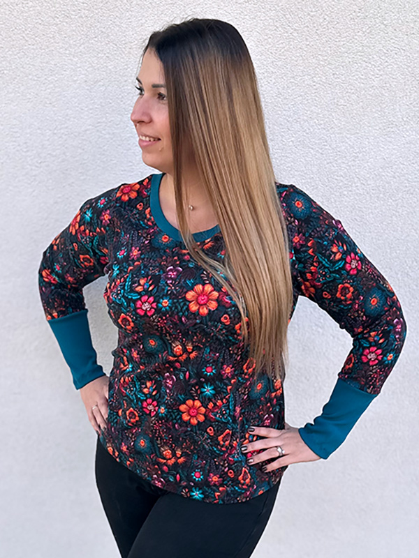 ALIRA 44 46 Runder Ausschnitt Glatte Ärmel