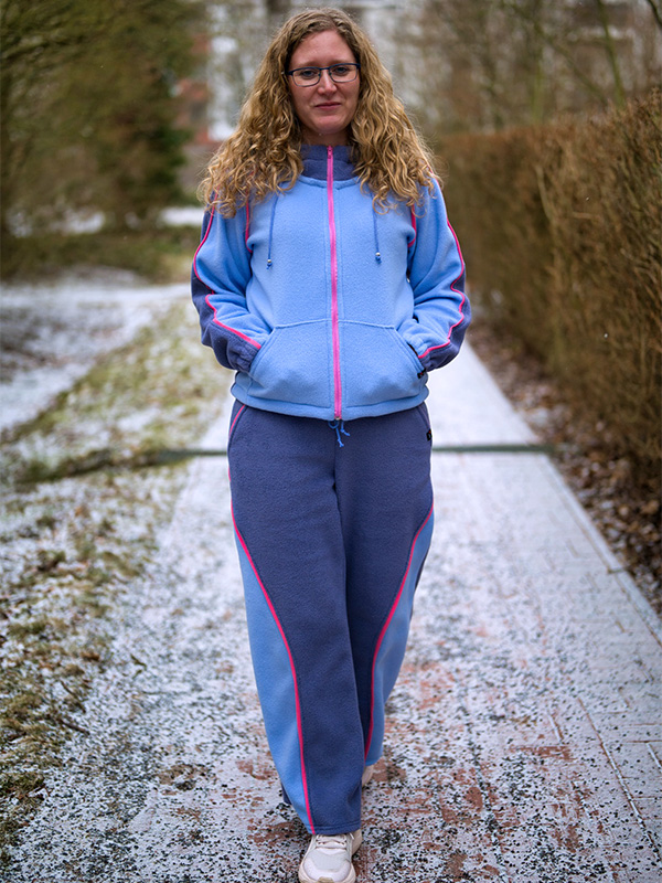 CHILLOU 36 38 Kurz, Kapuze, Lila Fleece Vorn