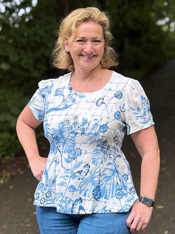 Morgane 42 44 P Blau Weiß Bluse Viskose