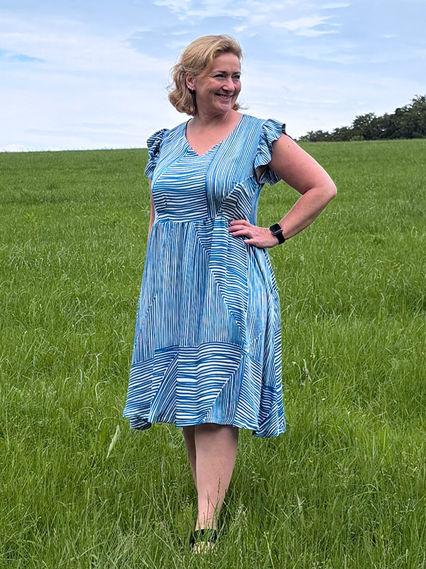 Morgane 42 44 P Blau Weiß Viskose
